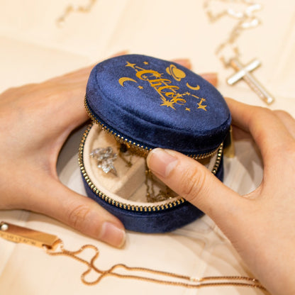 Personalized Starry Night Jewelry Travel Case with Name, Velvet Jewelry Box, Birthday/Mother's Day/Wedding Gift for Mother/Wife/Bridesmaids