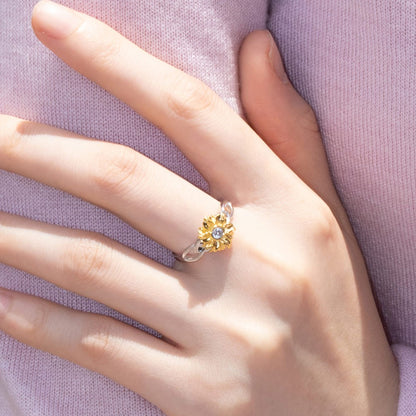 Personalized Name Sunflower Ring with Birthstone, Sterling Silver/Brass Sunflower Jewelry, You are My Sunshine Ring, Gift for Girl/Mother/Wife