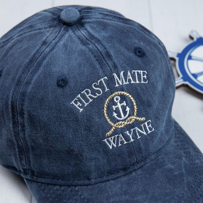 Captain First Mate Hat, Custom Embroider Hat, Personalized Baseball Cap, Gift for Sailors/First Mates/Captains