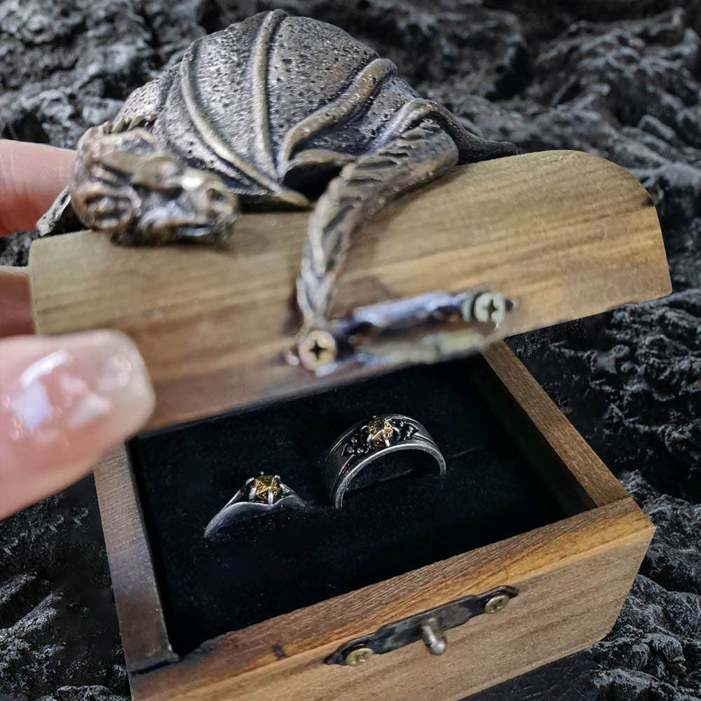 Custom Dragon Ring Box with Name, Wooden Ring Holder, Personalized Jewelry Box for Proposal/Wedding/Engagement, Memorial Gift for Him