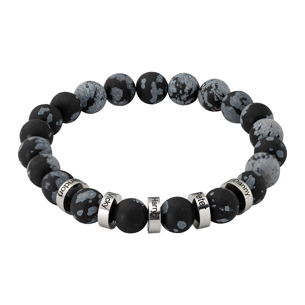 Custom Beaded Bracelet with Names, 1-6 Stainless Steel Beads Bracelet for Men, Birthday/Father's Day/Christmas Gift for Dad/Husband/Grandpa