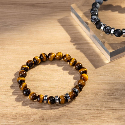 Custom Beaded Bracelet with Names, 1-6 Stainless Steel Beads Bracelet for Men, Birthday/Father's Day/Christmas Gift for Dad/Husband/Grandpa