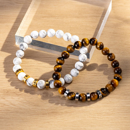 Custom Beaded Bracelet with Names, 1-6 Stainless Steel Beads Bracelet for Men, Birthday/Father's Day/Christmas Gift for Dad/Husband/Grandpa