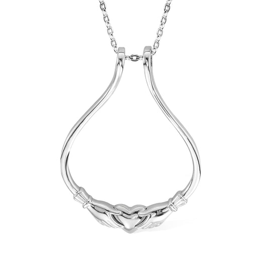 Ring Holder Necklace with Claddagh Heart, Sterling Silver Ring Keeper, Vintage Engagement Wedding Ring Necklace Holder, Gift for Wife/Girlfriend