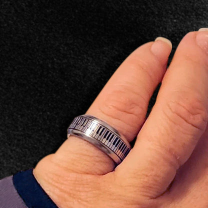 Personalized Piano Fidget Ring, Music Spinner Ring, Anti-anxiety Fidget Ring, Piano Keys Ring, Art Ring, Gift for Music Lovers/Friends