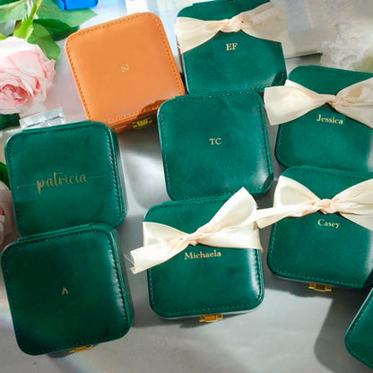 Monogrammed Travel Jewelry Case, Personalized Leather Jewelry Box Organizer, Jewelry Display Cases, Ring/Necklace/Bracelet/Earrings Holder Box
