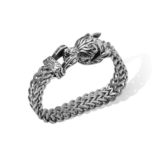 Customized Viking Norse Jewelry, Stainless Steel Wolf Eagle Dragon Head Bracelet, Punk Bracelet Motorcycle Jewelry, Gift for Men/Father