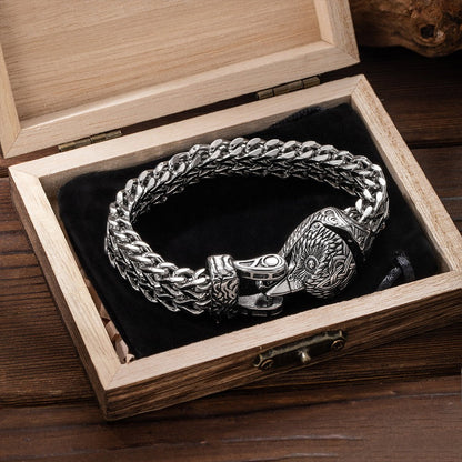 Customized Viking Norse Jewelry, Stainless Steel Wolf Eagle Dragon Head Bracelet, Punk Bracelet Motorcycle Jewelry, Gift for Men/Father