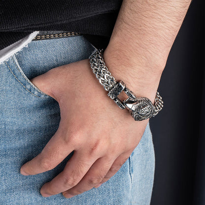 Customized Viking Norse Jewelry, Stainless Steel Wolf Eagle Dragon Head Bracelet, Punk Bracelet Motorcycle Jewelry, Gift for Men/Father