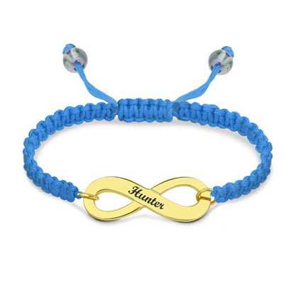 Engraved Infinity Symbol Cord Bracelet Gold Plated