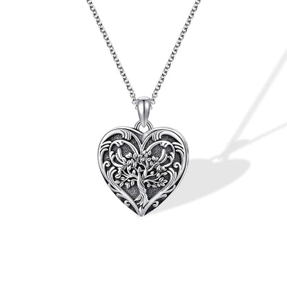 Personalized Tree of Life Locket Necklace, Brass/Sterling Silver 925 Heart Photo Locket Necklace, Engraved Necklace, Gift for Wife/Mother/Grandma