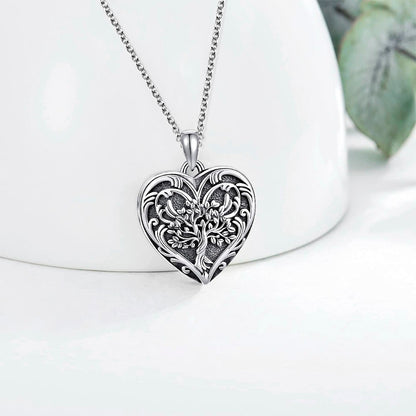 Personalized Tree of Life Locket Necklace, Brass/Sterling Silver 925 Heart Photo Locket Necklace, Engraved Necklace, Gift for Wife/Mother/Grandma
