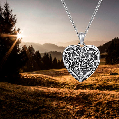 Personalized Tree of Life Locket Necklace, Brass/Sterling Silver 925 Heart Photo Locket Necklace, Engraved Necklace, Gift for Wife/Mother/Grandma