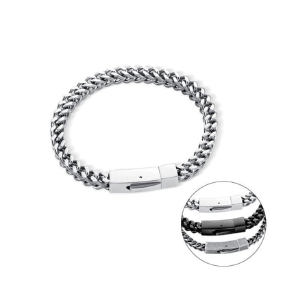 Personalized Bar Bracelet, Custom Name/Message Bracelet, Stainless Steel Engraved Men's Chain Bracelet, Gift for Him/Father/Grandpa/Husband/Boyfriend