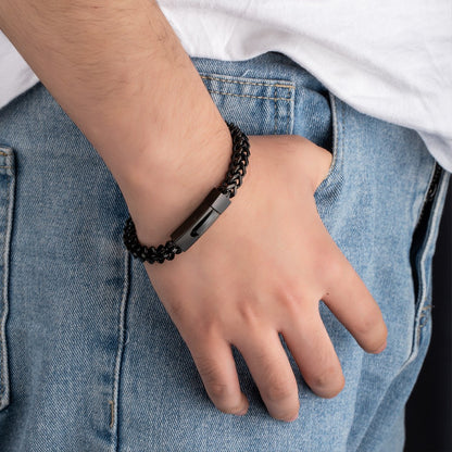 Personalized Bar Bracelet, Custom Name/Message Bracelet, Stainless Steel Engraved Men's Chain Bracelet, Gift for Him/Father/Grandpa/Husband/Boyfriend