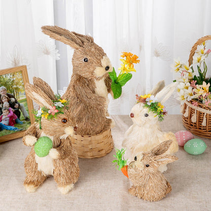 Easter Bunny Family Ornament, Easter Decor, Easter Bunny with Flower, Eater Gift, Gift for Kids/Family