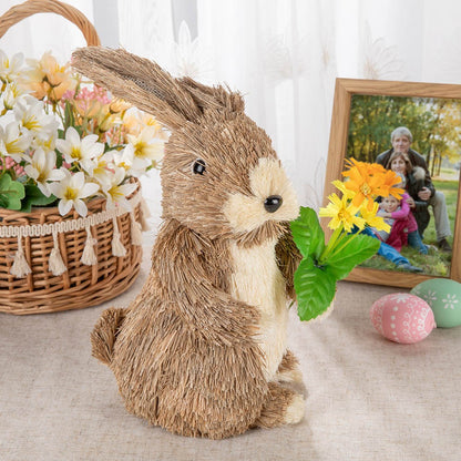 Easter Bunny Family Ornament, Easter Decor, Easter Bunny with Flower, Eater Gift, Gift for Kids/Family