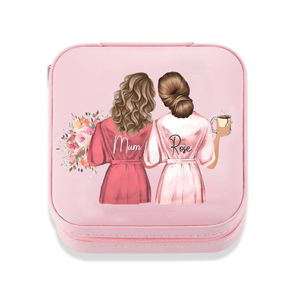 Personalized Jewelry Travel Case, Mother's Day Gift from Daughter, Custom Leather Jewelry Box, Gifts for Mom/Best Friend/Women/Wedding/Bridesmaid