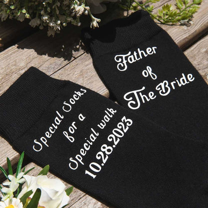 Custom Father of the Bride Socks with Wedding Date, Special Socks for a Special Walk, Gifts for Father of the Bride/Father in Law, Socks for Men