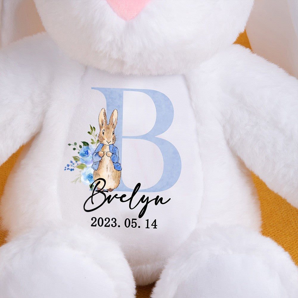 Personalized Initial Bunny Plush Toy, Soft Plush Baby Bunny, Cuddly Toy, Easter Gift, Baby Shower Gift, Gift for Kids/New Baby/Infants