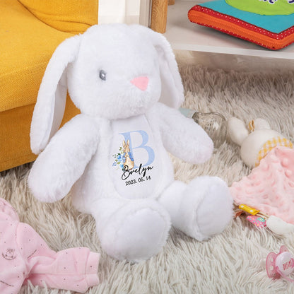 Personalized Initial Bunny Plush Toy, Soft Plush Baby Bunny, Cuddly Toy, Easter Gift, Baby Shower Gift, Gift for Kids/New Baby/Infants