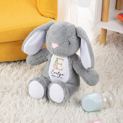 Personalized Initial Bunny Plush Toy, Soft Plush Baby Bunny, Cuddly Toy, Easter Gift, Baby Shower Gift, Gift for Kids/New Baby/Infants