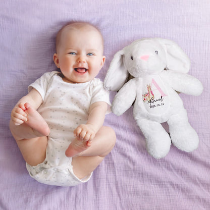 Personalized Initial Bunny Plush Toy, Soft Plush Baby Bunny, Cuddly Toy, Easter Gift, Baby Shower Gift, Gift for Kids/New Baby/Infants