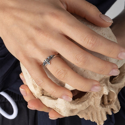 Custom Birthstone Skull Ring, Gothic Ring, Brass/Sterling Silver 925 Ring, Steampunk Ring
