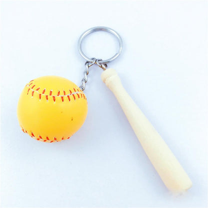 Custom Name Softball Backpack Keychain with Mini Wooden Bat, Mini Baseball Backpack Acrylic Keyring, Gift for Athlete/Sports Lover/Family/Friend