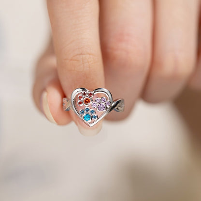 Custom 1-4 Paw Birthstone Pet Ring, Sterling Silver 925 Paw Print Pet Memorial Jewelry, Furry Mom Ring, Dog Mom Ring, Gift for Pet Lover/Owner