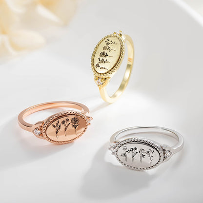 Custom Multiple Birth Flower Ring, Birth Month Flower Ring, Mother's Ring, Floral Ring, Minimalist Bouquet Ring, Gift for Her/Mom/Grandma