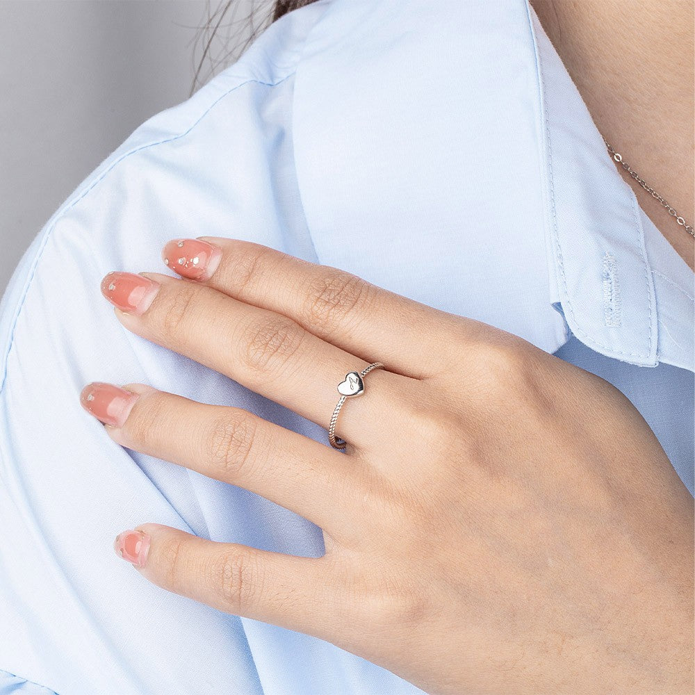 Custom Initial Heart Twist Ring, Sterling Silver 925 Jewelry, Adjustable Ring, Birthday/Mother's Day/Valentine's Day Gift for Mother/Wife/Lover