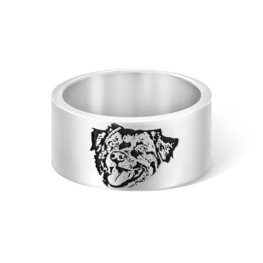 Custom Pet Photo Ring, Name Engraved Sterling Silver Ring, Memorial/Sympathy Gift, Pet Loss Jewelry