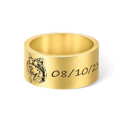 Custom Pet Photo Ring, Name Engraved Sterling Silver Ring, Memorial/Sympathy Gift, Pet Loss Jewelry