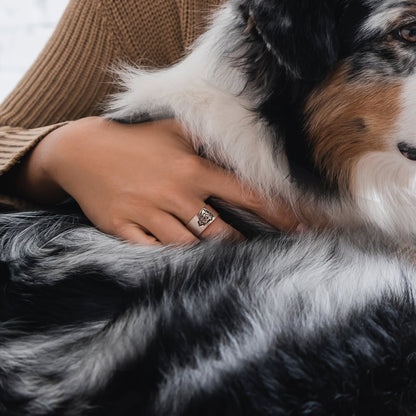 Custom Pet Photo Ring, Name Engraved Sterling Silver Ring, Memorial/Sympathy Gift, Pet Loss Jewelry