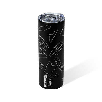 Custom Name Race Track Insulated Tumbler, Racing Car Circuit Art Print 20oz Cup, Birthday/Anniversary Gift for Auto Enthusiasts/Motorsport Lovers