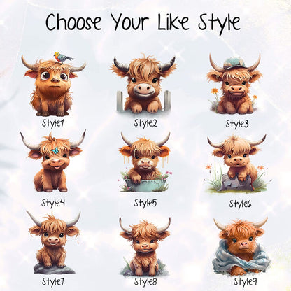 Personalized Name Highland Cattle Mug, Hot Chocolate Mug for Kid, Ceramics Coffee Mug, Birthday/Housewarming Gift, Gift for Cow Lover/Pet Lover/Family