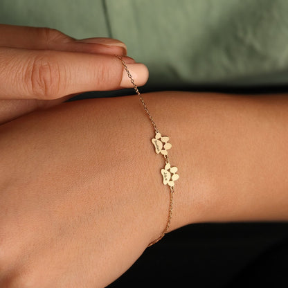 Personalized Pet Paw Print Bracelet, Name Engraved Sterling Silver Bracelet, Memorial Jewelry, Pet Loss Gift, Gift for Pet Lover/Dog Mom/Cat Lover