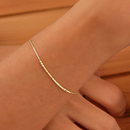 Custom Morse Code Bracelet, Long Distance Relationship Bracelet, Sterling Silver 925 Couple Jewelry, Valentine's Day/Anniversary Gift for Couple/Lover