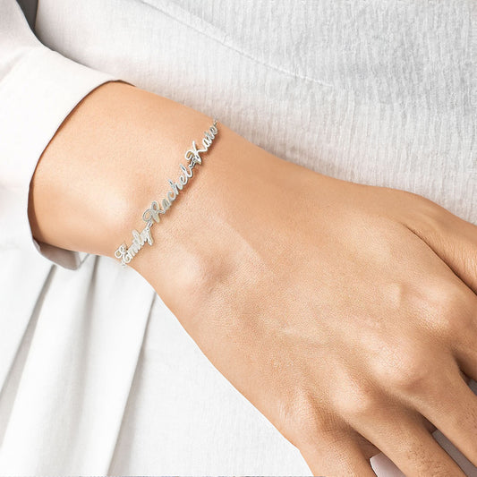 Personalized Multiple Names Bracelet, Sterling Silver 925 Family Members Bracelet, Mother's Day/Anniversary/Christmas Gift for Mother/Wife/Family