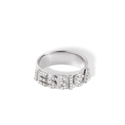 Custom 18K Gold Block Ring with Zirconia, Sterling Silver 925 Jewelry, Stackable Statement Ring, Birthday/Christmas/Mother's Day Gift for Women/Girls