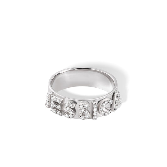 Custom 18K Gold Block Ring with Zirconia, Sterling Silver 925 Jewelry, Stackable Statement Ring, Birthday/Christmas/Mother's Day Gift for Women/Girls
