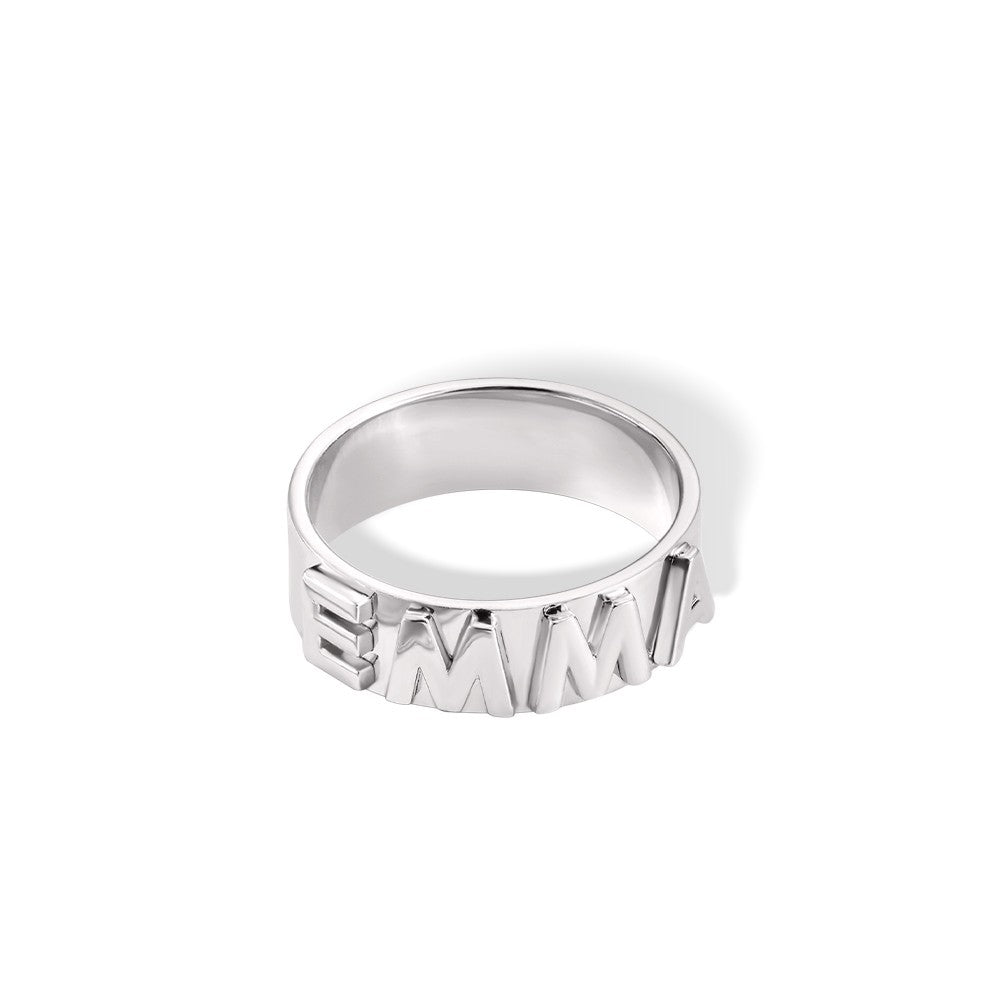 Custom 18K Gold Block Ring with Zirconia, Sterling Silver 925 Jewelry, Stackable Statement Ring, Birthday/Christmas/Mother's Day Gift for Women/Girls