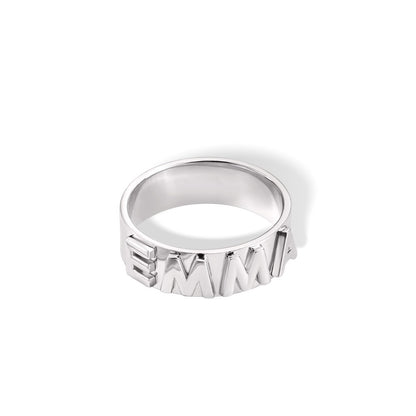 Custom 18K Gold Block Ring with Zirconia, Sterling Silver 925 Jewelry, Stackable Statement Ring, Birthday/Christmas/Mother's Day Gift for Women/Girls