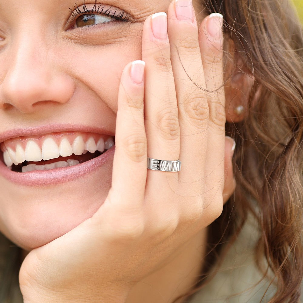 Custom 18K Gold Block Ring with Zirconia, Sterling Silver 925 Jewelry, Stackable Statement Ring, Birthday/Christmas/Mother's Day Gift for Women/Girls