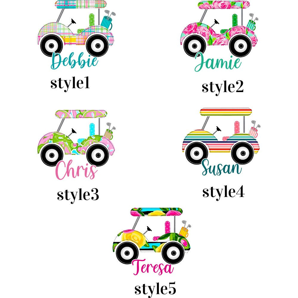 Personalized Golf Cart Cosmetic Bag with Wrist Strap, Custom Name Portable Golf Makeup Bag, Toiletry/Weekender Bag, Gift for Golf Lover/Coach/Women