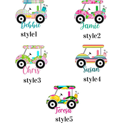 Personalized Golf Cart Cosmetic Bag with Wrist Strap, Custom Name Portable Golf Makeup Bag, Toiletry/Weekender Bag, Gift for Golf Lover/Coach/Women