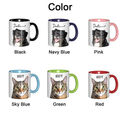 Personalized Pet Photo Portrait Mug with Name, Custom Iced Coffee/Tea Ceramics Mug, Pet Memorial Gift, Birthday/Anniversary Gift for Family/Pet Lover