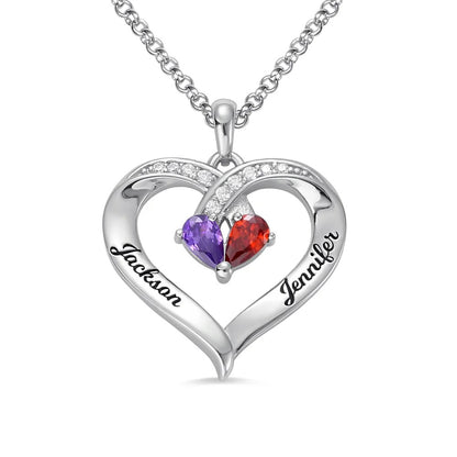 Engraved Together Forever Heart-shaped Silver Necklace