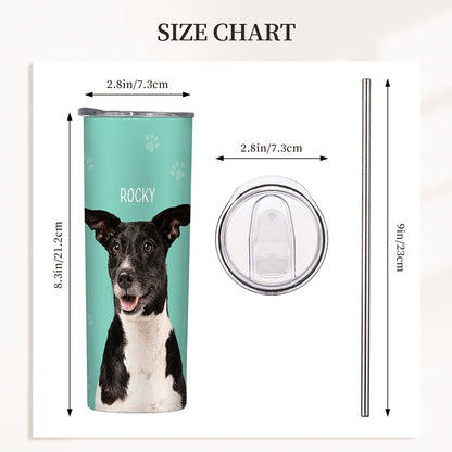 Personalized Pet Portrait Tumbler, Stainless Steel 20oz Dog & Cat Travel Mug with Straw, Custom 1-3 Pets Photo Tumbler, Gift for Pet Lover/Pet Owner